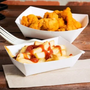 Disposable Compostable Kraft Paper Hot Dog Box and Dessert Tray for Camping and BBQ