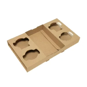 Disposable Custom Logo Printed Corrugated Paperboard 4 Cup Kraft Paper Coffee Tray for Carrying Cups
