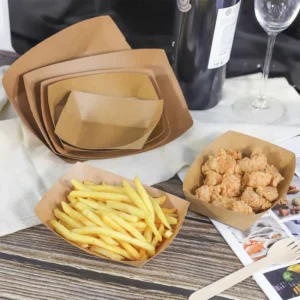 Disposable Custom-Printed Kraft Paper Boat Tray