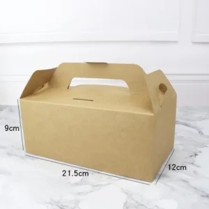 Disposable Custom-Size Kraft Paper Food Packaging Box for Cake, Burger, Chicken, and Pizza Takeaway