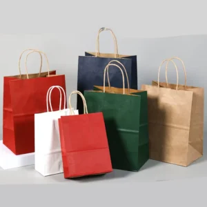 Disposable Custom Strong Medium Fast Food Delivery Takeaway Brown Kraft Paper Bags for Food Packaging