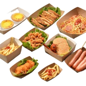 Disposable Customized Paper Boat Tray for Oil Snacks
