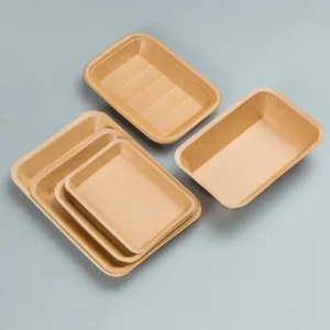 Disposable Degradable Kraft Paper Tray and Box for Barbecue, Hamburgers, Fries, Fried Chicken, and Hot Dogs, Microwave Safe