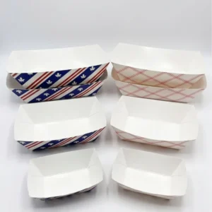 Disposable Eco-Friendly Biodegradable Food-Grade Coated Paper Square Boat Tray Microwavable Grease-Resistant Waterproof