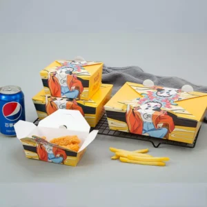 Disposable Flexography-Printed Kraft Paper Takeaway Box for Fried Chicken, Steak, Egg Tart, and French Fries