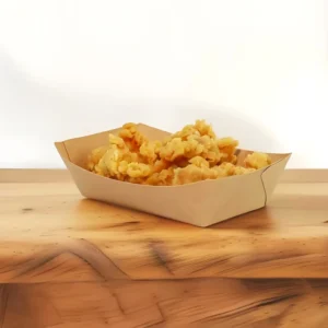 Disposable Food Grade Biodegradable Kraft Paper Boat Tray for Fast Food Takeaway