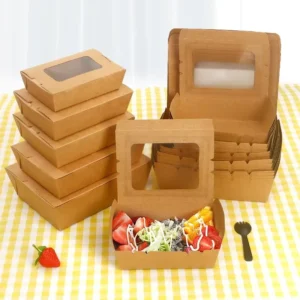 Disposable Food Grade Kraft Paper Bakery Box with Window