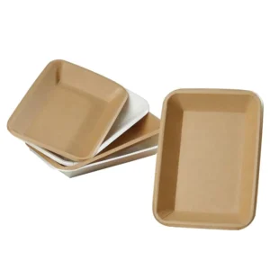 Disposable Food Grade Rectangular Kraft Paper Food Tray for Fast Food Takeaway