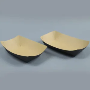 Disposable Grease-Resistant 5lb Black Brown Paperboard Boat Food Trays