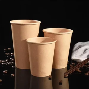 Disposable Hot Drink Paper Cups for Coffee, 8 oz, 10 oz, and 16 oz, Three Ripple Wall with PS Lids