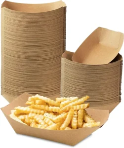 Disposable Kraft Brown Grease-Resistant Paper Food Tray Boat Basket for Fast Food and Parties