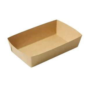 Disposable Kraft Brown Paper Grease-Resistant Food Boat Basket Tray