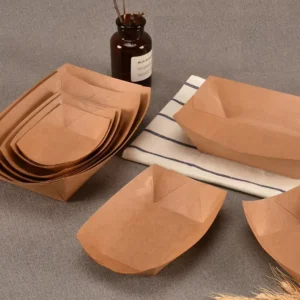 Disposable Kraft Paper 4-Corner Pop-Up Paperboard Food Box Brown Greaseproof