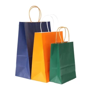 Disposable Kraft Paper Bag with Handle, Food Packaging Bag for Takeaway, Shopping and Gifts, Custom Logo Print