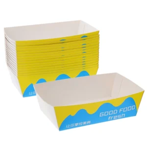 Disposable Kraft Paper Boat Food Tray with Coating for Fast Food