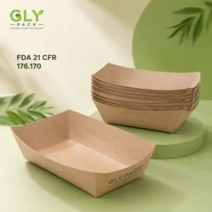 Disposable Kraft Paper Boat Shaped Food Tray for Hot Dog Fries Sandwich