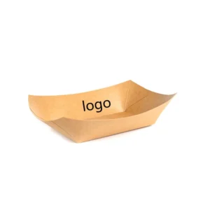 Disposable Kraft Paper Boat Tray for Fruits, Pastries, and Snacks, Oil-Proof
