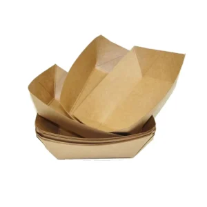 Disposable Kraft Paper Boat Tray with PLA Coating Fast Food Tray
