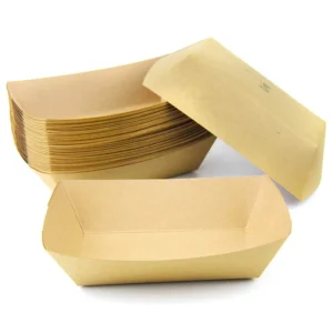 Disposable Kraft Paper Boat Tray with PLA Coating for Fast Food