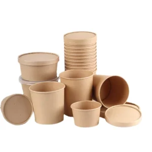 Disposable Kraft Paper Bucket PFAS-Free Soup Porridge Takeout Lunch Cup Biodegradable OEM Bulk