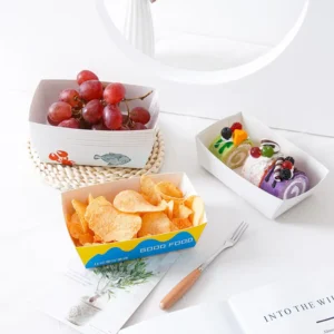 Disposable Kraft Paper Food Boat Tray with PLA Coating