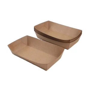 Disposable Kraft Paper Food Boat Tray with PLA Coating for Fast Food
