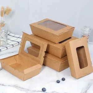 Disposable Kraft Paper Food Container Box with Clear PVC Window