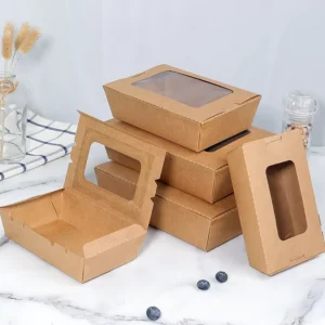 Disposable Kraft Paper Food Container Box with Clear PVC Window