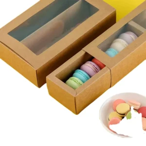 Disposable Kraft Paper Food Packaging Boxes for Fried Chicken, Cake, and Macarons, Window Box