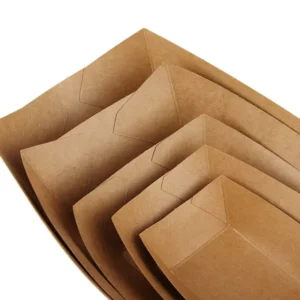 Disposable Kraft Paper Food Serving Tray Brown for BBQ Fries and Snacks