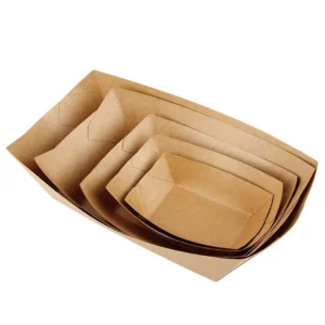 Disposable Kraft Paper Food Serving Tray Brown for Nachos Tacos BBQ and Fries