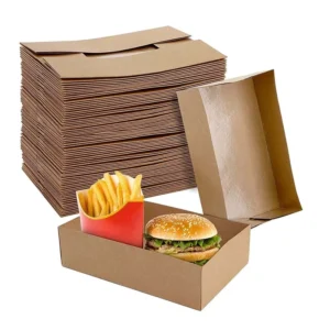 Disposable Kraft Paper Food Serving Tray, Grease Resistant, Recyclable, Biodegradable Boat