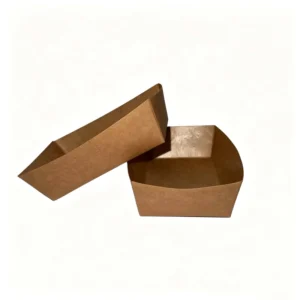 Disposable Kraft Paper Food Tray with Custom Printing, Boat Tray for Fast Food Packaging