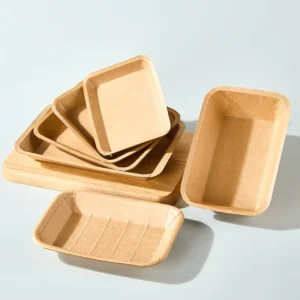 Disposable Kraft Paper Food Trays Biodegradable Waterproof Greaseproof for Takeout BBQ Catering and Parties