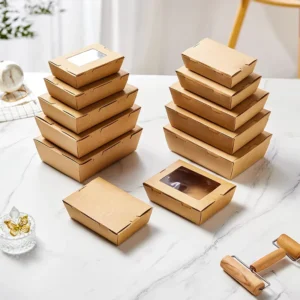 Disposable Kraft Paper Right Angle Box, 500ML-2100ML Capacity, for Hotel and Party Use