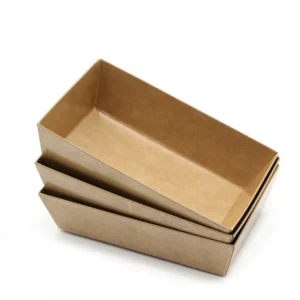 Disposable Kraft Paper Serving Tray Boat Shape for Hot Dogs French Fries Chicken and Salad