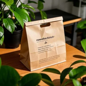 Disposable Kraft Paper Takeaway Bag Handle Food Grade Greaseproof UV Offset Printing Custom Color Logo OEM Service Bakery Coffee
