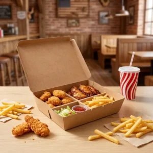 Disposable Kraft Paper Takeaway Lunch Box with Compartments