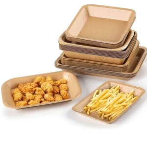 Disposable Kraft Paper Tray Microwave Safe Oil Resistant Waterproof for Camping Picnic Barbecue Fruit Shop Night Market and Seafood