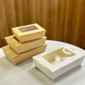 Disposable Kraft Paper Window Box Container