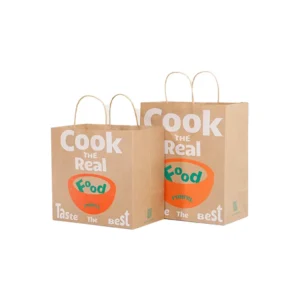 Disposable Luxury Eco Friendly Kraft Paper Bags Custom Printed Logo Biodegradable Durable White Brown Food Takeaway Packaging