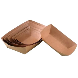 Disposable Ovenable Kraft Paper Boat Tray with PE Coating Fast Food Paper Tray