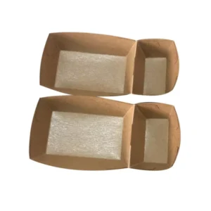 Disposable PLA-Laminated Kraft Paper Food Tray with Greaseproof Coating and Sauce Slots