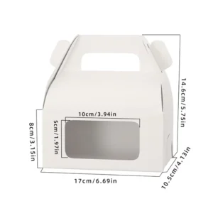 Disposable Paper Bakery Takeaway Box with Window and Handle Custom Printed Food Packaging Box for Cakes Pastries and Desserts