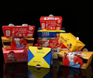Disposable Paper Food Box for Fried Chicken, Fries, Wings, Pizza, Sandwiches, and Barbecue, Custom Logo, Various Sizes