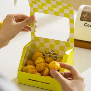 Disposable Paper Takeout Container with Window Model 002 Customizable Logo Printing for Cake Sushi Food Packaging