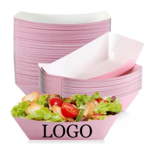 Disposable Pink Paper Food Boat Tray for Nachos, Fries, Snacks, and Hot Dogs