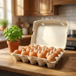 Disposable Pulp Egg Carton, 20-Egg Tray, Recycled Paper Packaging Box