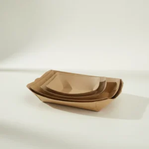 Disposable Rectangle Food-Grade Kraft Paper Boat Fries Tray Customizable