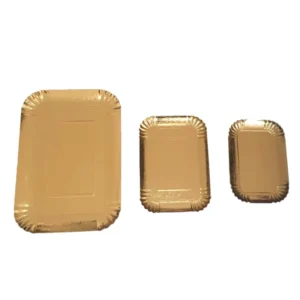 Disposable Rectangular Gold Cardboard Cake and Pastry Display Tray